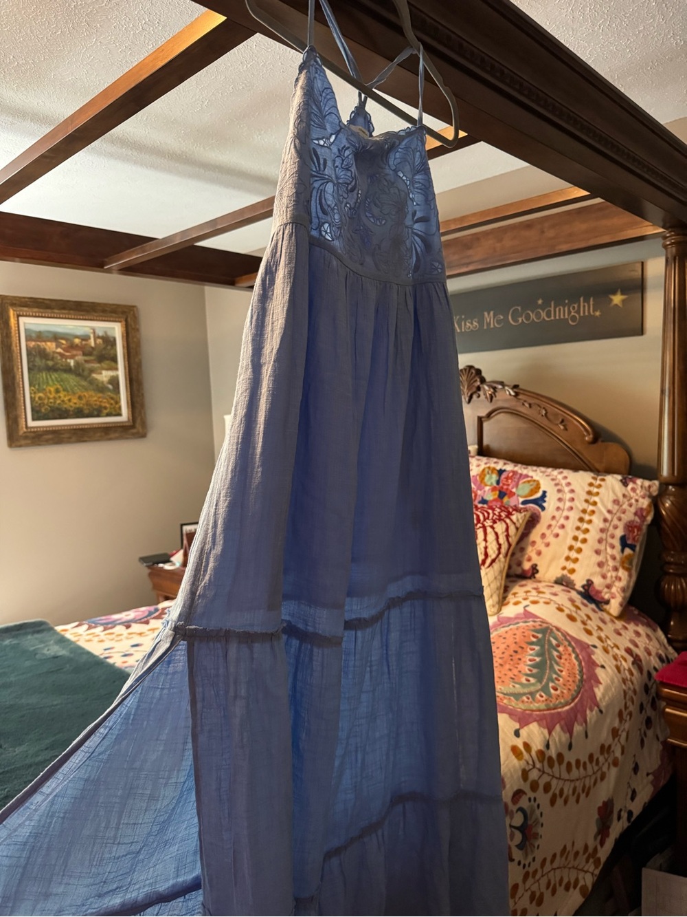 O'Neill Soft Blue Embroidered Slip Dress